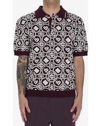 CASABLANCA - Monogram Knit Short-Sleeved Polo T-Shirt - Lyst