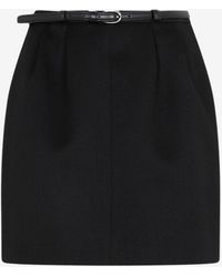Saint Laurent - Twill Belted Mini Skirt - Lyst