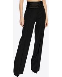 Balmain - Wool Tailored Pants With Satin Waistband - Lyst