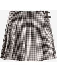 Miu Miu - Checked Pleated Mini Skirt - Lyst