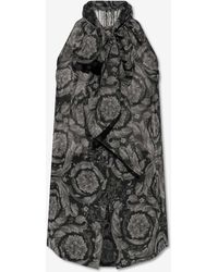 Versace - Barocco Silk Scarf-Tie Top - Lyst