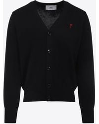 Ami Paris - Adc Wool Cardigan - Lyst