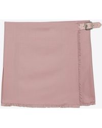 Burberry - Fringed Mini Wool Wrap Skirt - Lyst