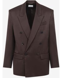 Saint Laurent - Double-Breasted Silk Blazer - Lyst