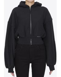 Alexander Wang - Cropped Zip Up Hoodie In Classic Cotton Terry - Lyst