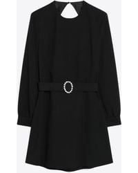 Saint Laurent - Mini Dress With Belt - Lyst