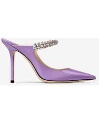 Jimmy Choo - Bing 100 Patent Leather Mules With Crystal Strap - Lyst
