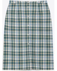 Prada - Checked Midi Skirt - Lyst