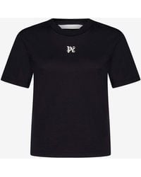 Palm Angels - Monogram Embroidered Crewneck T-Shirt - Lyst