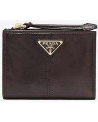 Prada - Triangle Logo Leather Zip Wallet - Lyst