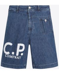 C.P. Company - Logo-Printed Denim Shorts - Lyst