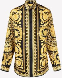 Versace - Barocco Print Long-Sleeved Silk Shirt - Lyst