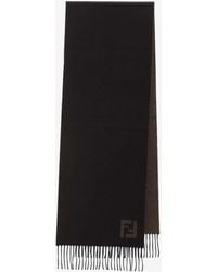 Fendi - Wool Ff Logo Fringed Scarf - Lyst