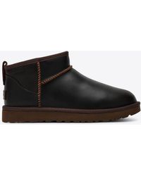 UGG - Classic Ultra Mini Leather Boots - Lyst