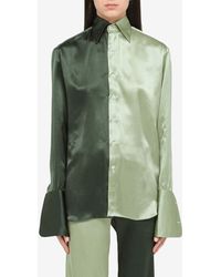Woera - Color-Block Button Up Silk Shirt - Lyst