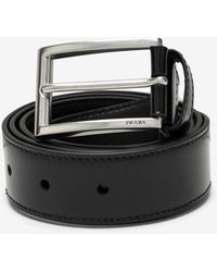 Prada - Brushed Leather Buckle Belt - Lyst