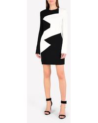Mugler - Geometric Pattern Sleeved Mini Dress - Lyst
