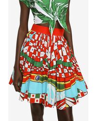 Dolce & Gabbana - Carretto Print Pleated Mini Skirt - Lyst