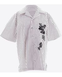 Dolce & Gabbana - Floral Print Striped Shirt - Lyst