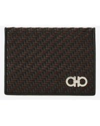 Ferragamo - Gancini Woven Leather Bi-Fold Cardholder - Lyst