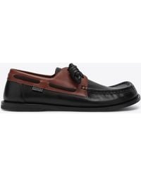 Loewe - Campo Leather Lace-Up Boat Shoes - Lyst