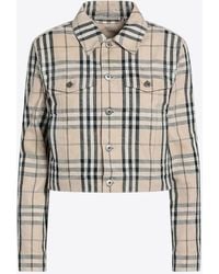 Burberry - Vintage Check Cropped Denim Jacket - Lyst