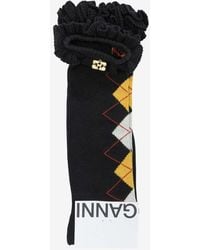 Ganni - Argyle Ruffled Socks - Lyst