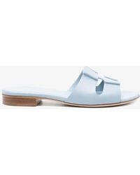 Rodo - Cut-Out Calf Leather Flat Sandals - Lyst