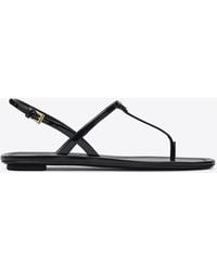 Prada - Triangle Logo Patent Leather Thong Sandals - Lyst
