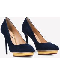 Charlotte Olympia Debbie 110 Suede Pointed Pumps - Blue