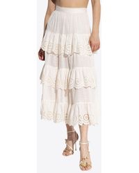 Zimmermann - Tiered Ruffle Midi Skirt - Lyst