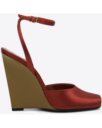 Saint Laurent - La Scandale 110 Satin Wedge Sandals - Lyst