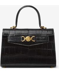 Versace - Small Medusa '95 Croc-Embossed Leather Top Handle Bag - Lyst