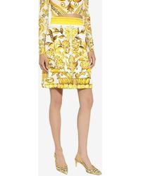 Dolce & Gabbana - Majolica Print Brocade A-Line Mini Skirt - Lyst