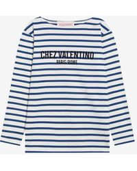 Valentino - Chez Logo Print Long-Sleeved Stripe T-Shirt - Lyst
