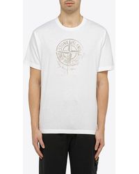 Stone Island - Logo-Print Crewneck T-Shirt - Lyst