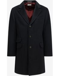 Brunello Cucinelli - Single-Breasted Wool Buttoned Coat - Lyst