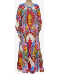 Etro - Ruffled Printed Cotton And Silk-blend Jacquard Maxi Dress - Lyst
