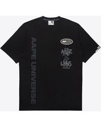 Aape - Moonface Logo Printed Crew Neck T-Shirt - Lyst