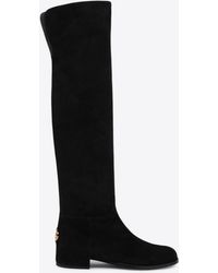 Dolce & Gabbana - Dg Logo Over-The-Knee Suede Boots - Lyst