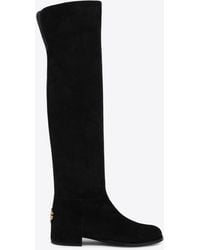 Dolce & Gabbana - Dg Logo Over-The-Knee Suede Boots - Lyst