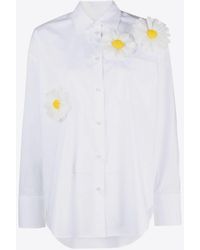 MSGM - Daisy Appliqué Long-Sleeved Shirt - Lyst