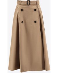 Burberry - Belted Midi Skirt - Lyst