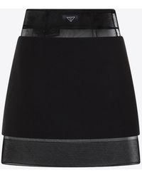 Prada Satin Wrap-effect Mini Skirt in Black