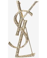 Saint Laurent - Cassandre Monogram Brooch - Lyst