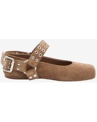 Alaïa - Square-Toe Suede Ballet Flats - Lyst