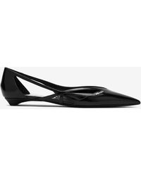 Prada - Cut-Out Leather Pointed-Toe Flats - Lyst