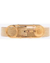 Versace - Safety Pin Croc-Embossed Leather Belt - Lyst