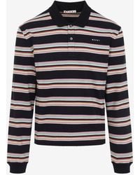 Marni - Long-Sleeved Striped Polo T-Shirt - Lyst