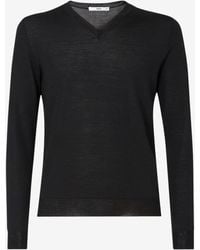 Fendi - V-Neck Slim Wool Sweater - Lyst